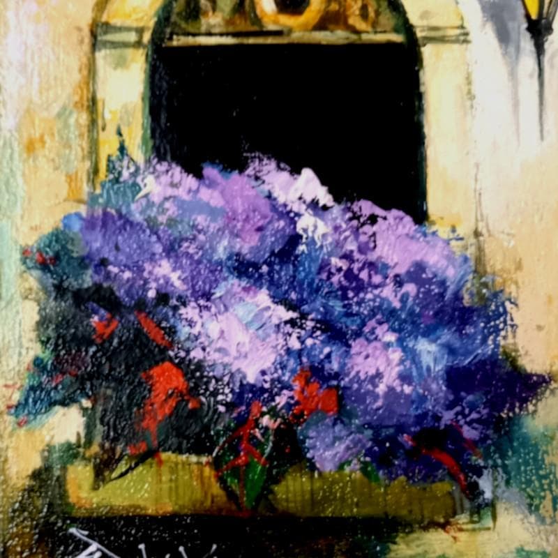 ☆石岡　剛☆「 窓辺の花　紫 」油絵　F３号