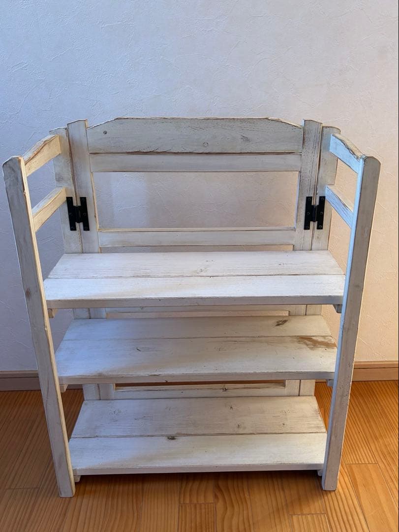 カントリー　折りたたみ木製棚　3段