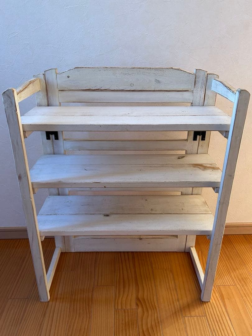 カントリー　折りたたみ木製棚　3段