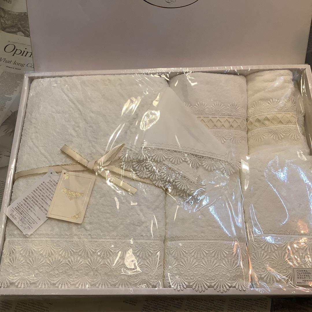 新品 バスタオル CHIKAZAWA 近沢レース 内野 タオルセット ハンカチ