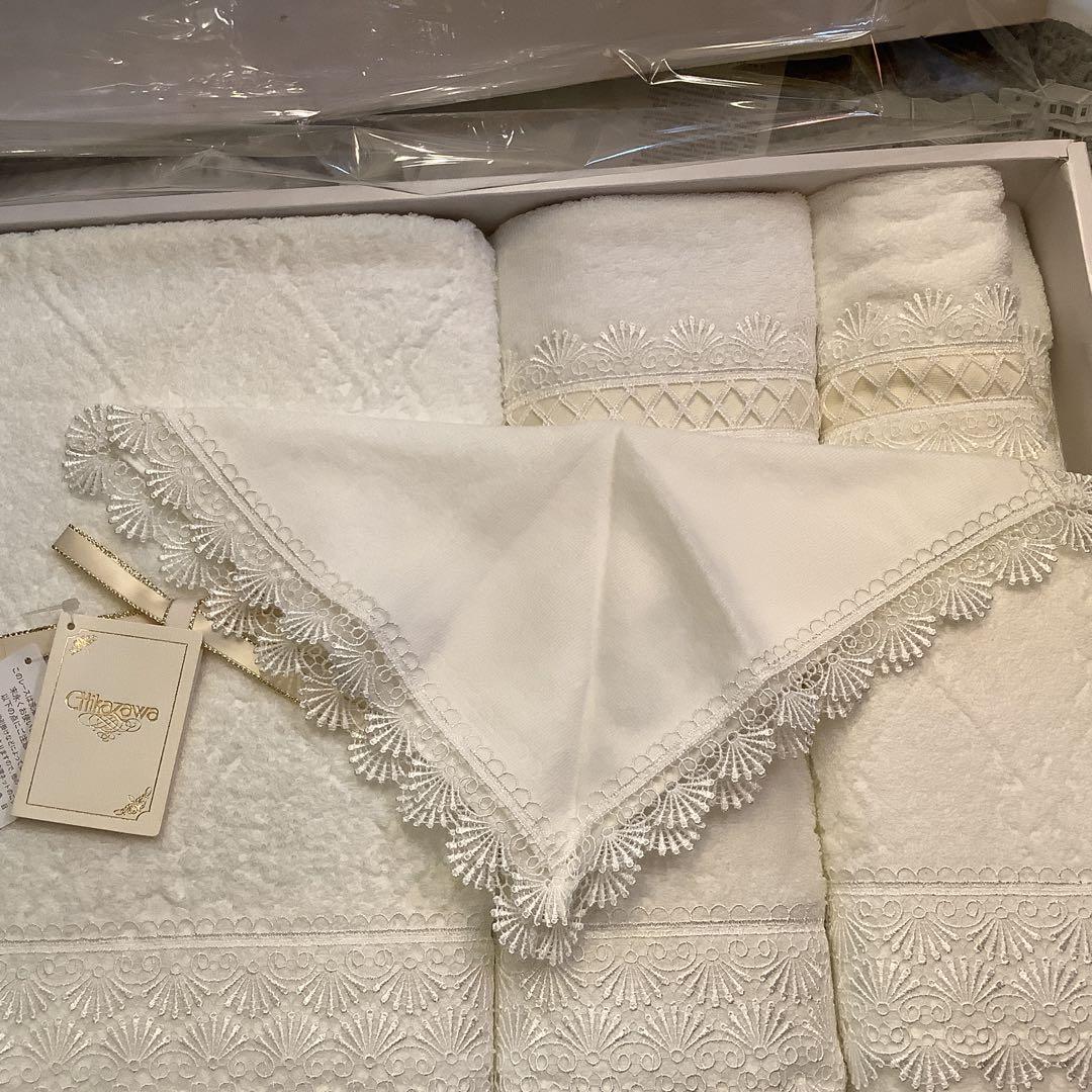 新品 バスタオル CHIKAZAWA 近沢レース 内野 タオルセット ハンカチ