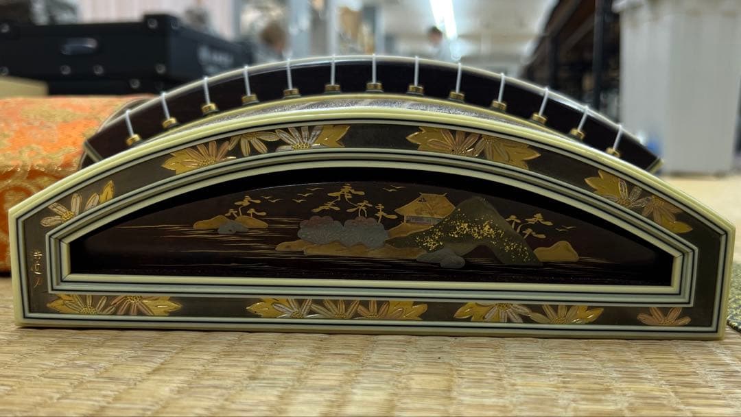 在銘　金蒔絵　綾杉　琴　ケース付　全長約183㎝　東な7-1207☆2F