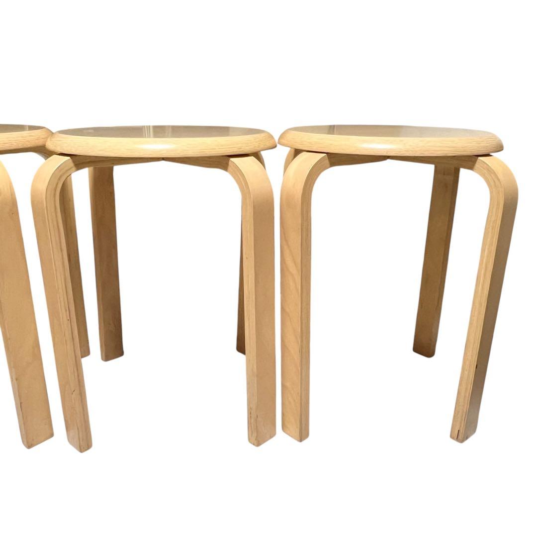 木製曲木チェア スツール スタッキング ナチュラル 4脚セット　不二貿易