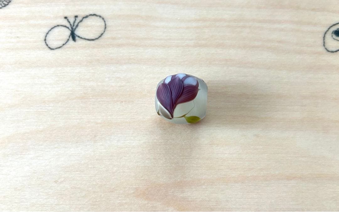 コアガラス　とんぼ玉　紫木蓮　新品未使用
