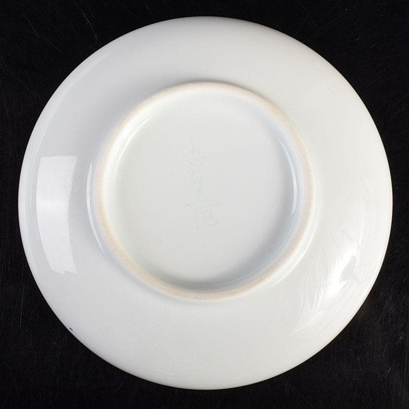 有田焼　二代　奥川忠右ェ衛門作　花文　白磁皿　5客　共箱　C　6927