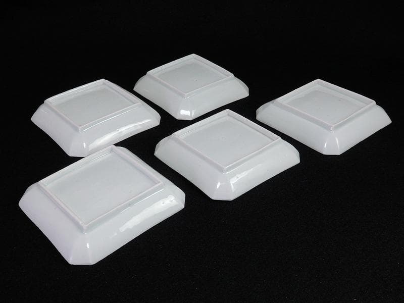 古伊万里　染錦　牡丹の図　角皿　５枚　C590AS- BLz