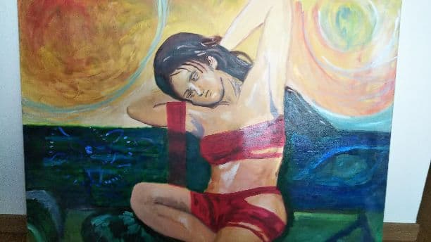 太陽  油絵   【送料無料】