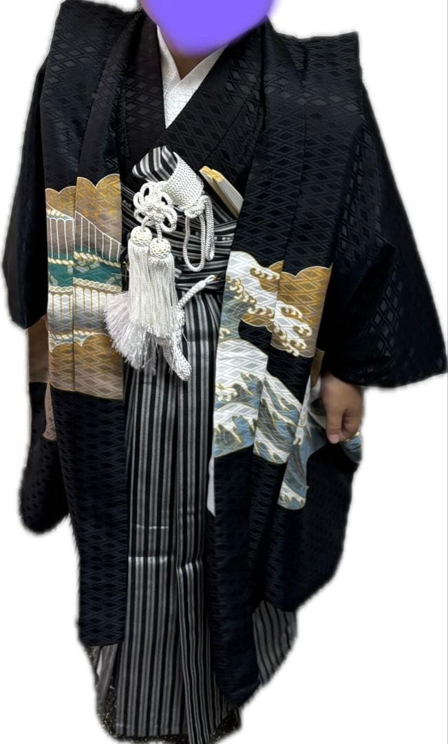 七五三　５歳　男の子　肩上げ済　袴　フルセット