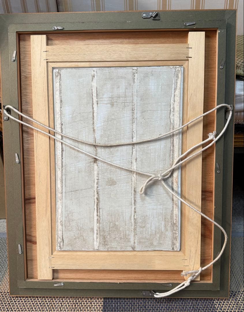 中国　陶板　古月軒　劉海戯金蟾　染付　額装　送料込み250322