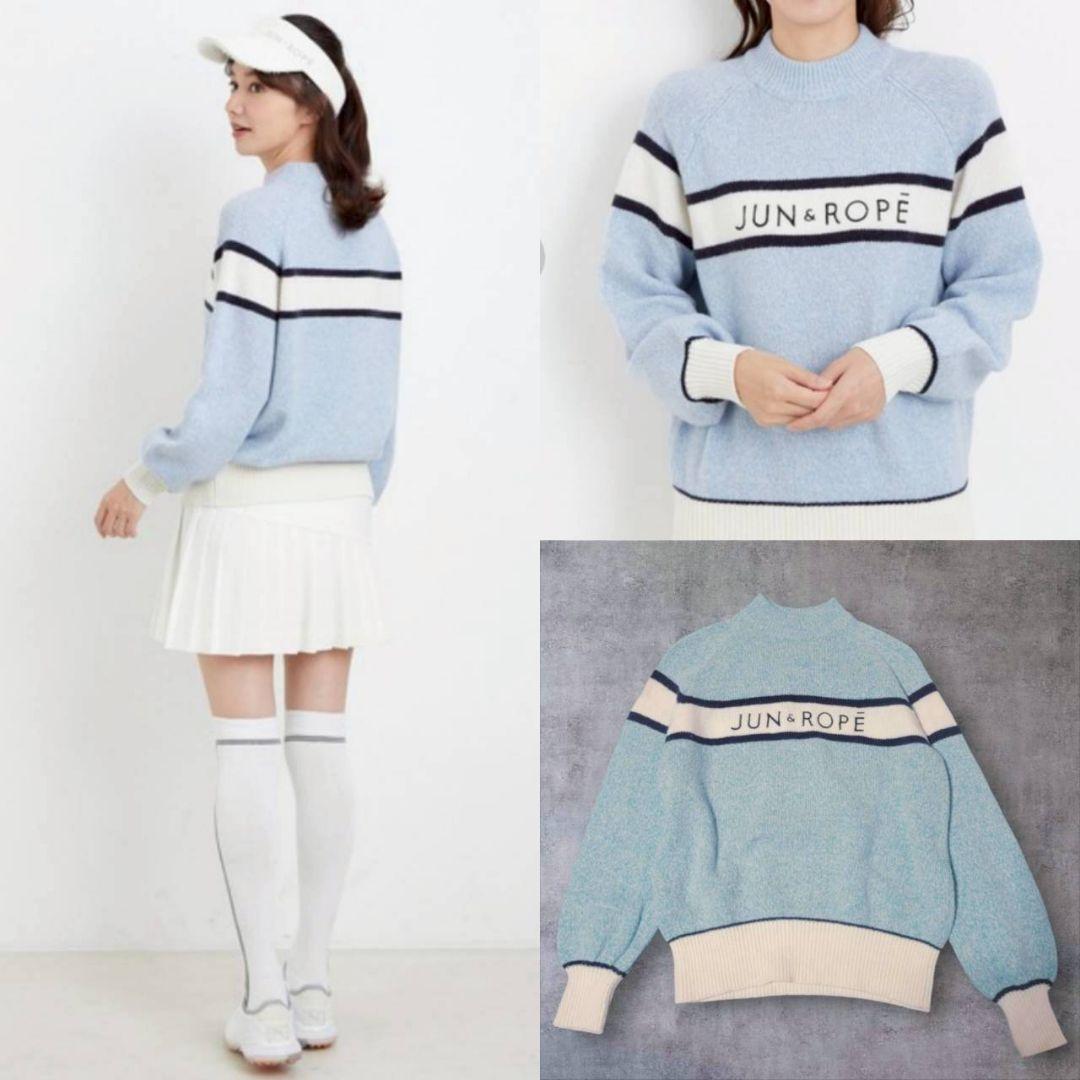 【極美品】JUN&ROPE フロントロゴパフスリーブ長袖プルオーバー 水色