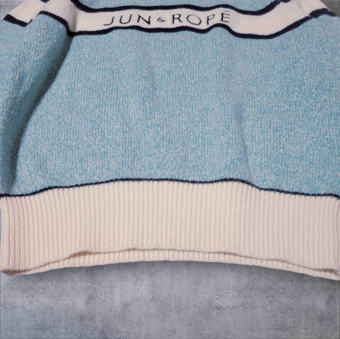 【極美品】JUN&ROPE フロントロゴパフスリーブ長袖プルオーバー 水色