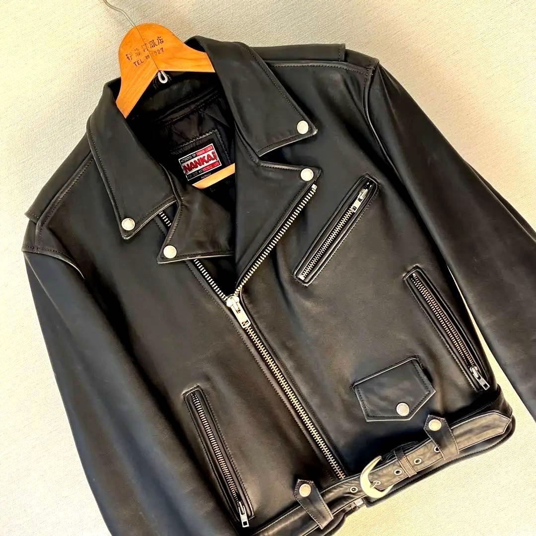 NANKAI ナンカイ　ダブルライダースジャケット レザー Lサイズ　ブラック