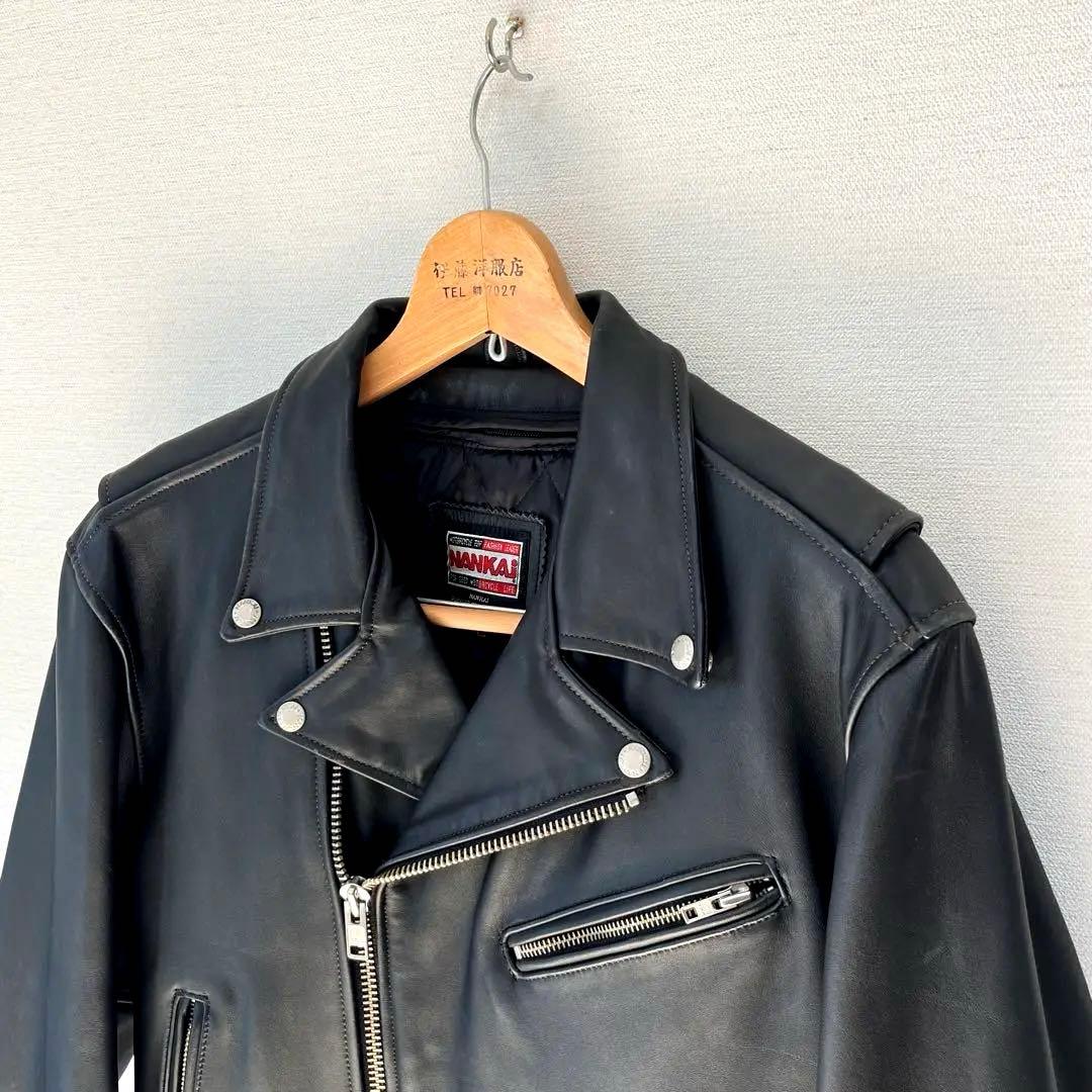 NANKAI ナンカイ　ダブルライダースジャケット レザー Lサイズ　ブラック