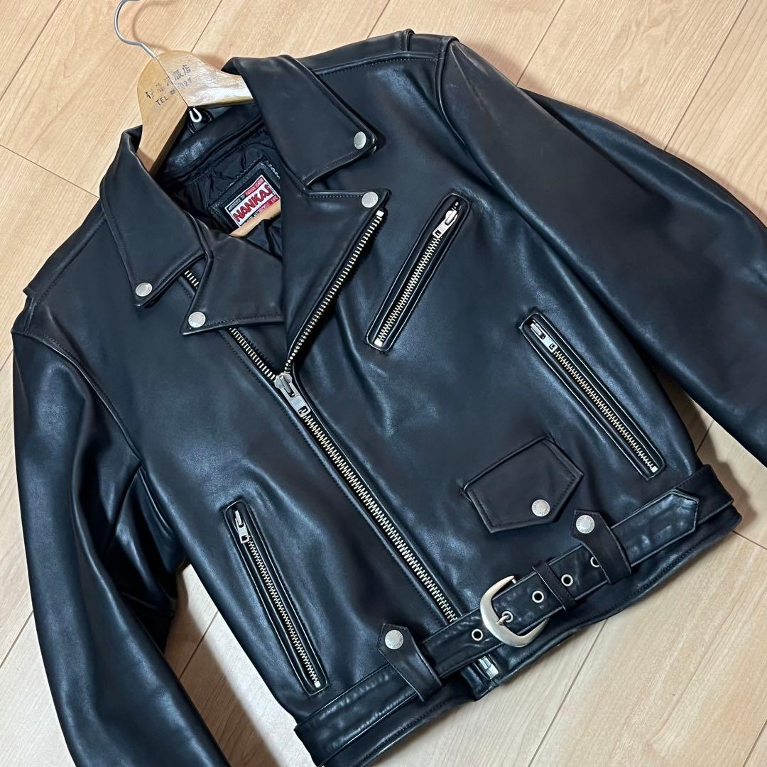 NANKAI ナンカイ　ダブルライダースジャケット レザー Lサイズ　ブラック