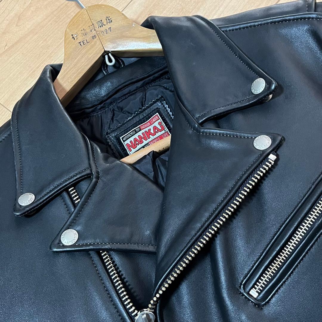 NANKAI ナンカイ　ダブルライダースジャケット レザー Lサイズ　ブラック