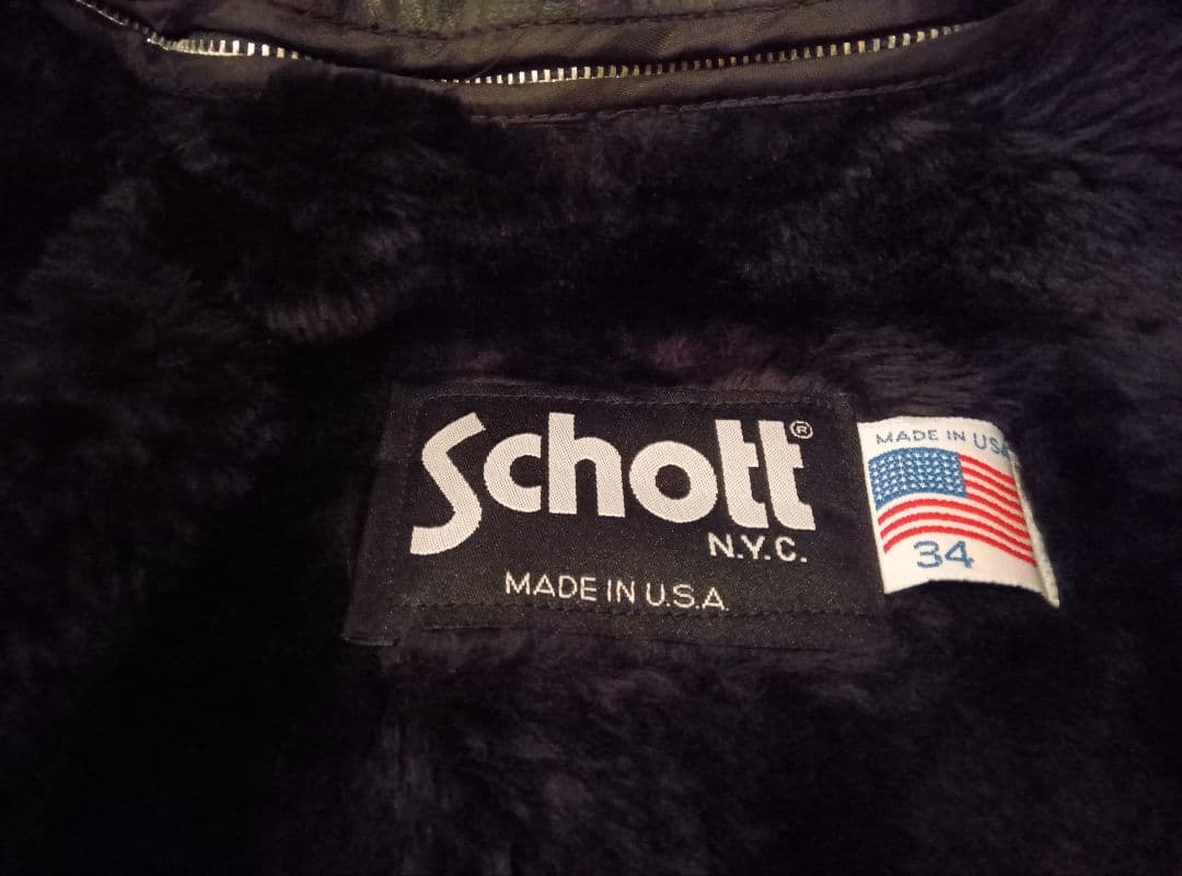 美品SCHOTTシングルライダース14134黒ブラック米国製オイルドカウレザー