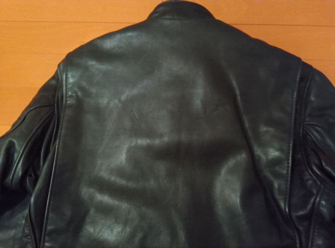 美品SCHOTTシングルライダース14134黒ブラック米国製オイルドカウレザー