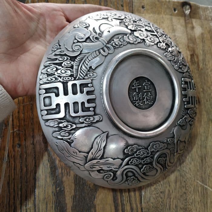 銅 細工 九龍戯珠 銅皿 銅盤 装飾品 工芸品 美術品 置物