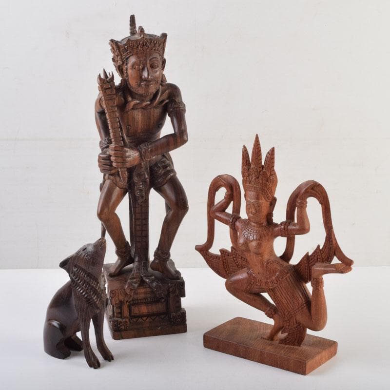 バリ島　インドネシア　木彫　置物　3点まとめて　N　9011A