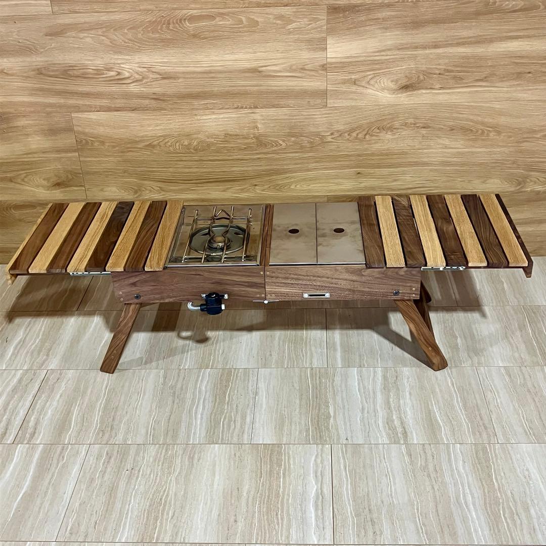 在庫品　スライドテーブル THEBOX フル天然ウォルナット×オーク