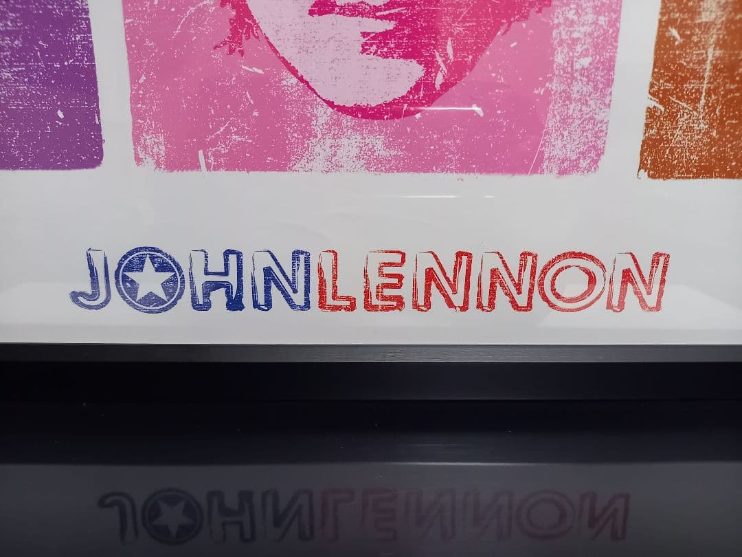 ジョン　レノン　マルチカラー　ポップアート　ポスター　ブラック　ウッド　フレーム