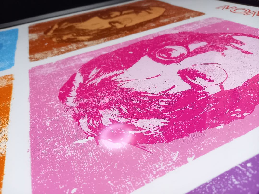 ジョン　レノン　マルチカラー　ポップアート　ポスター　ブラック　ウッド　フレーム