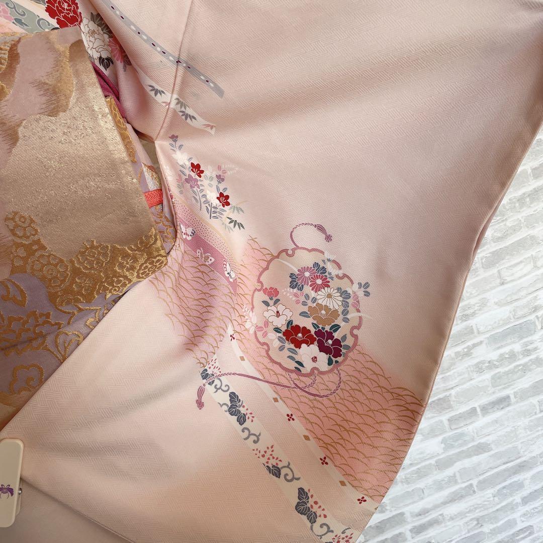 訪問着　フルセット　雪輪　紐紋様　檜垣地紋　金彩加工　着物　H7