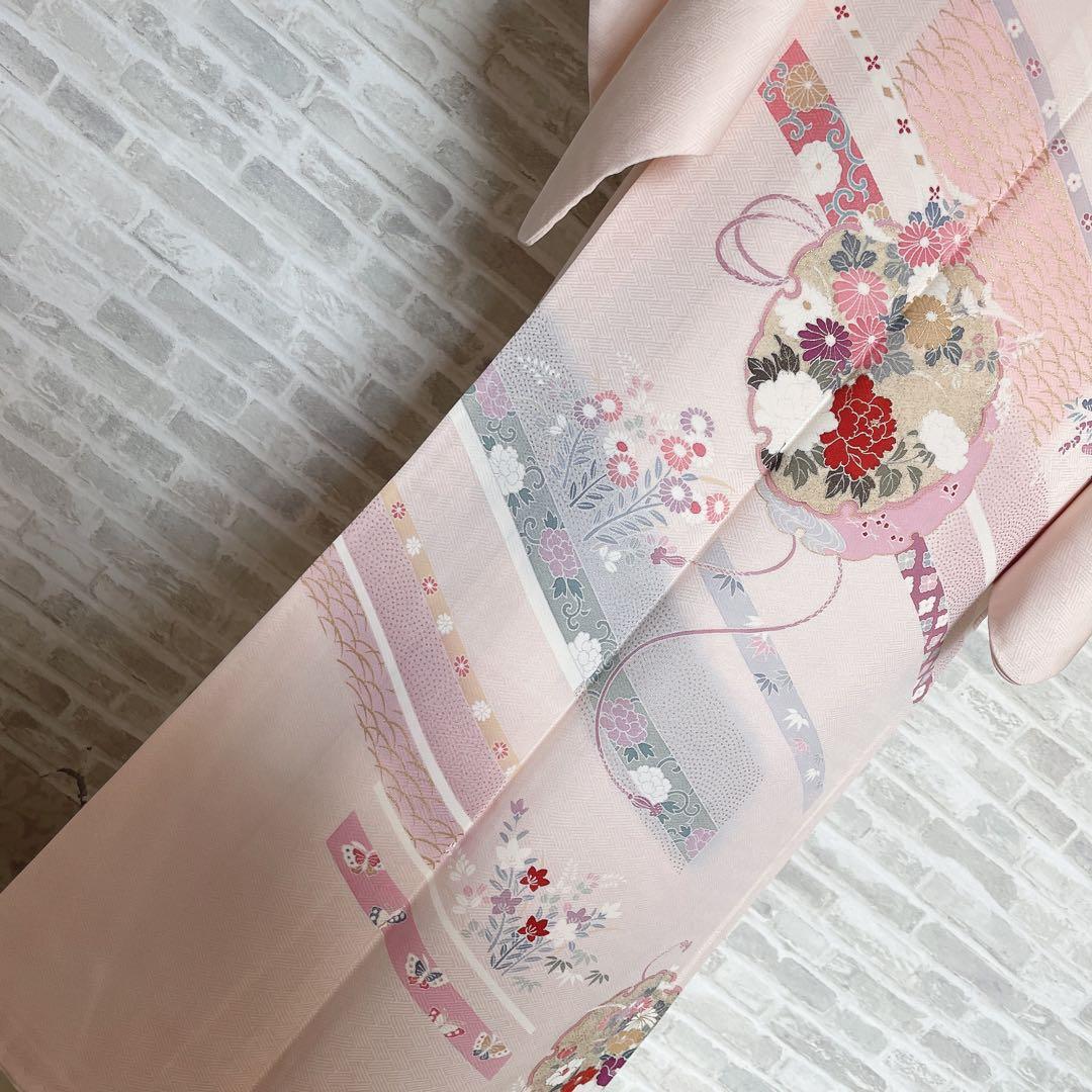 訪問着　フルセット　雪輪　紐紋様　檜垣地紋　金彩加工　着物　H7