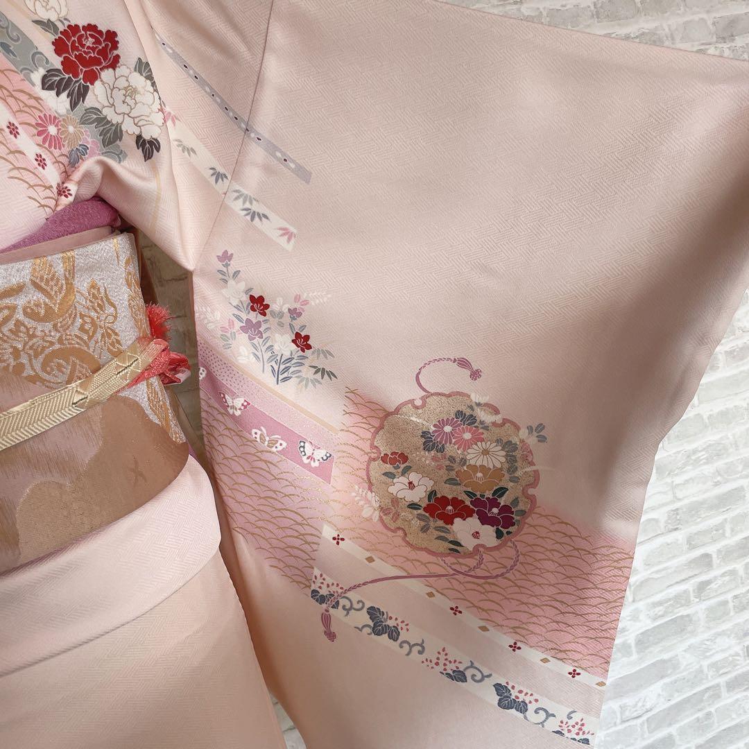 訪問着　フルセット　雪輪　紐紋様　檜垣地紋　金彩加工　着物　H7