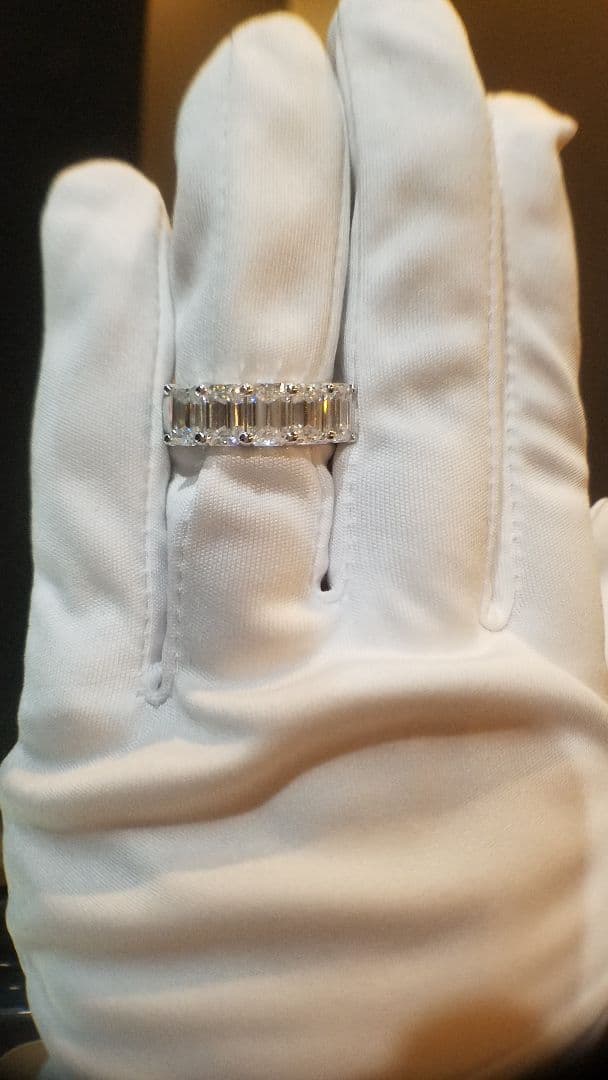 K！新作リング♡最高級モアサナイト エメラルドカットハーフエタニティ