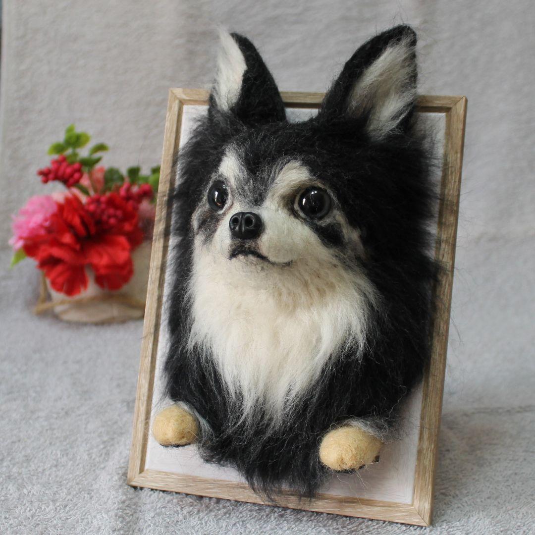 梅太郎さま専用 羊毛フェルト 額飾り 「リアルで可愛いワンちゃん」チワワ