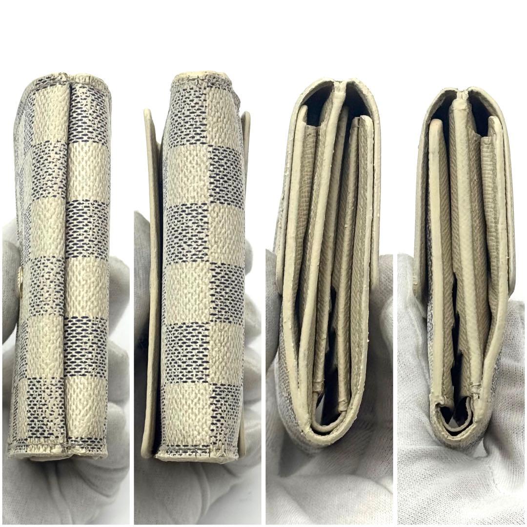 【新型美品】 ルイヴィトン ダミエアズール ポルトフォイユ エリーズ 三つ折り