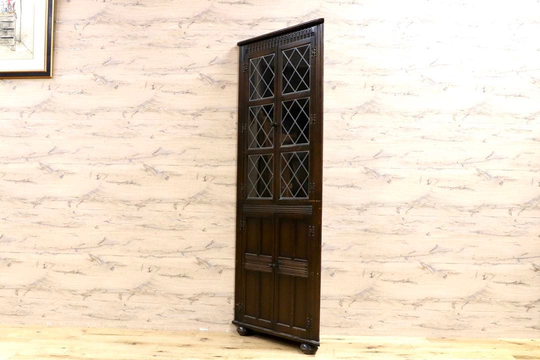 GMIS260○西洋 イギリス アンティーク コーナーキャビネット 飾り棚