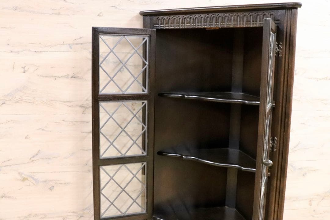 GMIS260○西洋 イギリス アンティーク コーナーキャビネット 飾り棚