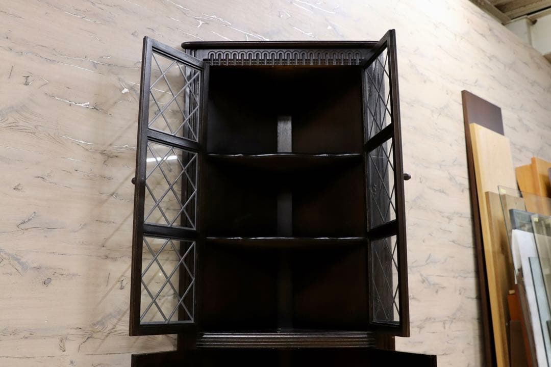 GMIS260○西洋 イギリス アンティーク コーナーキャビネット 飾り棚