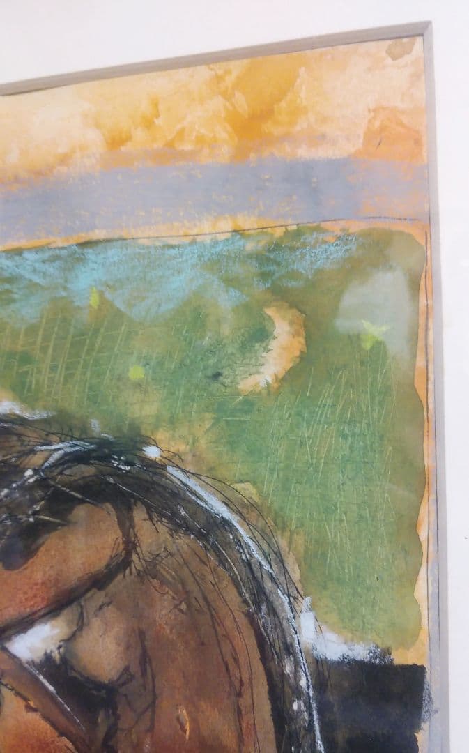 【鈴木 清 水彩画 風景画 】貝殻のある夜の海辺