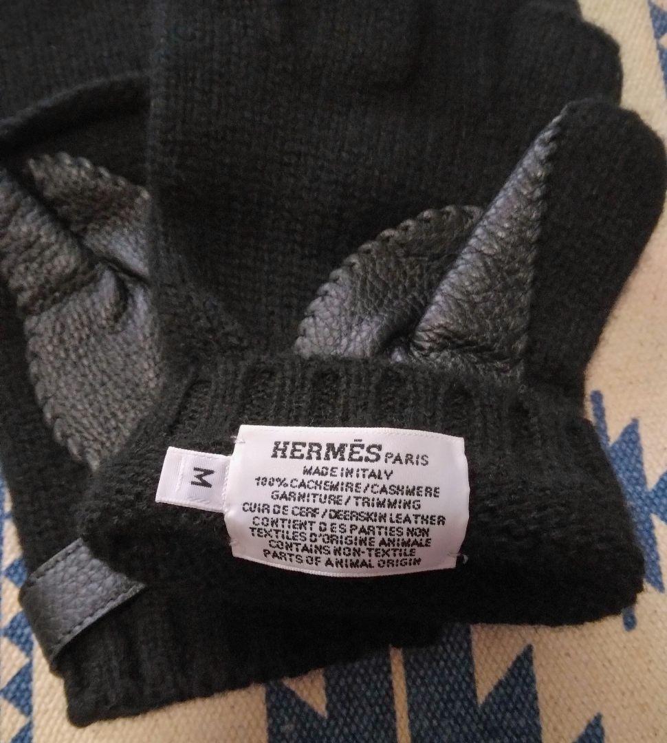 特価❗美品❗HERMES エルメス カシミヤ 手袋 グローブ ボルチモア 黒 M