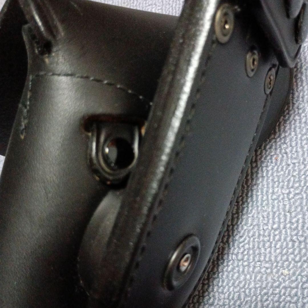 ニューナンブ黒 レザー フラップ付きホルスター　本革　黒