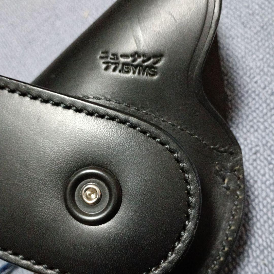 ニューナンブ黒 レザー フラップ付きホルスター　本革　黒