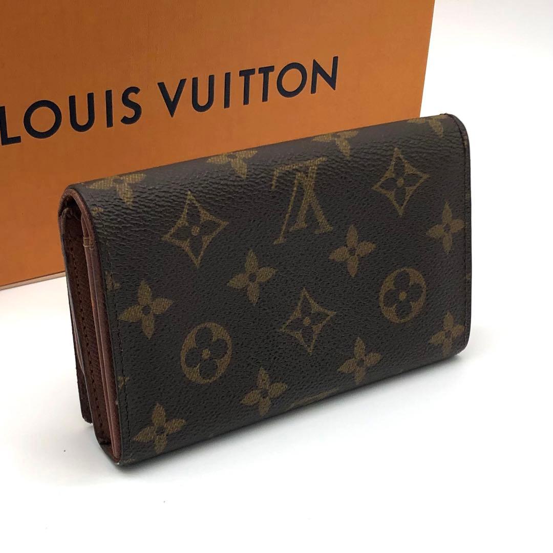 ルイヴィトン トレゾール モノグラム 二つ折り財布 ブラウン レディース