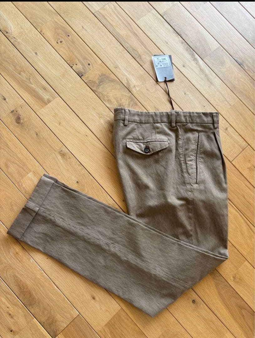 【極美品】BERWICH コットンリネンチノパンツ48 ベージュ ベルウィッチ