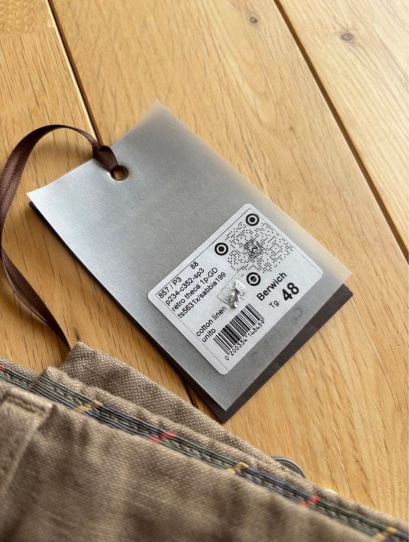 【極美品】BERWICH コットンリネンチノパンツ48 ベージュ ベルウィッチ