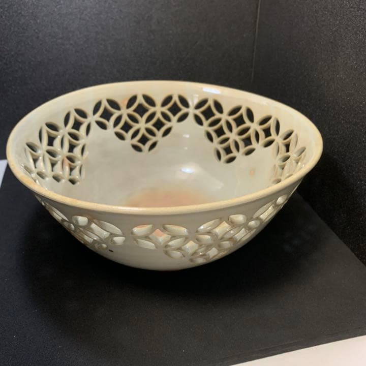 萩焼深川本窯　12代　田原陶兵衛　七宝透鉢　鉢　菓子鉢