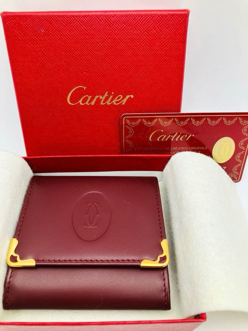 新品　Cartier ケース　レザー　ボルドー
