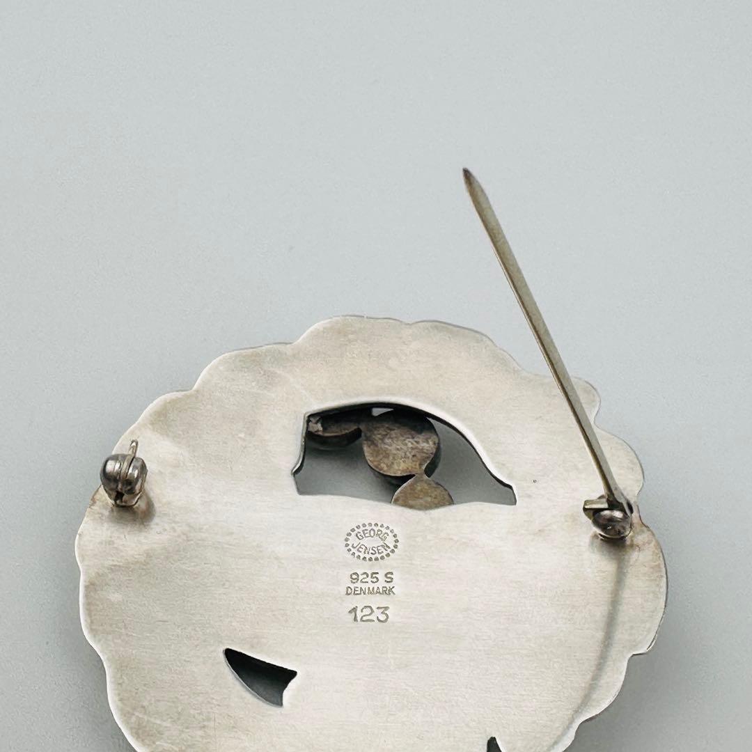 美品　ジョージジェンセン シルバー925 鳥と葉のブローチ　コサージュ　ロゴ