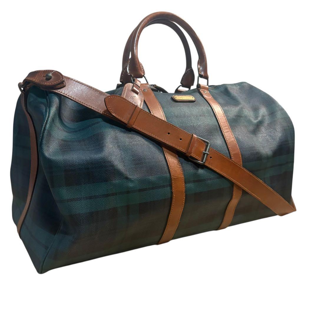 美品 ポロラルフローレン ボストンバッグ 2way チェック PVC 大容量