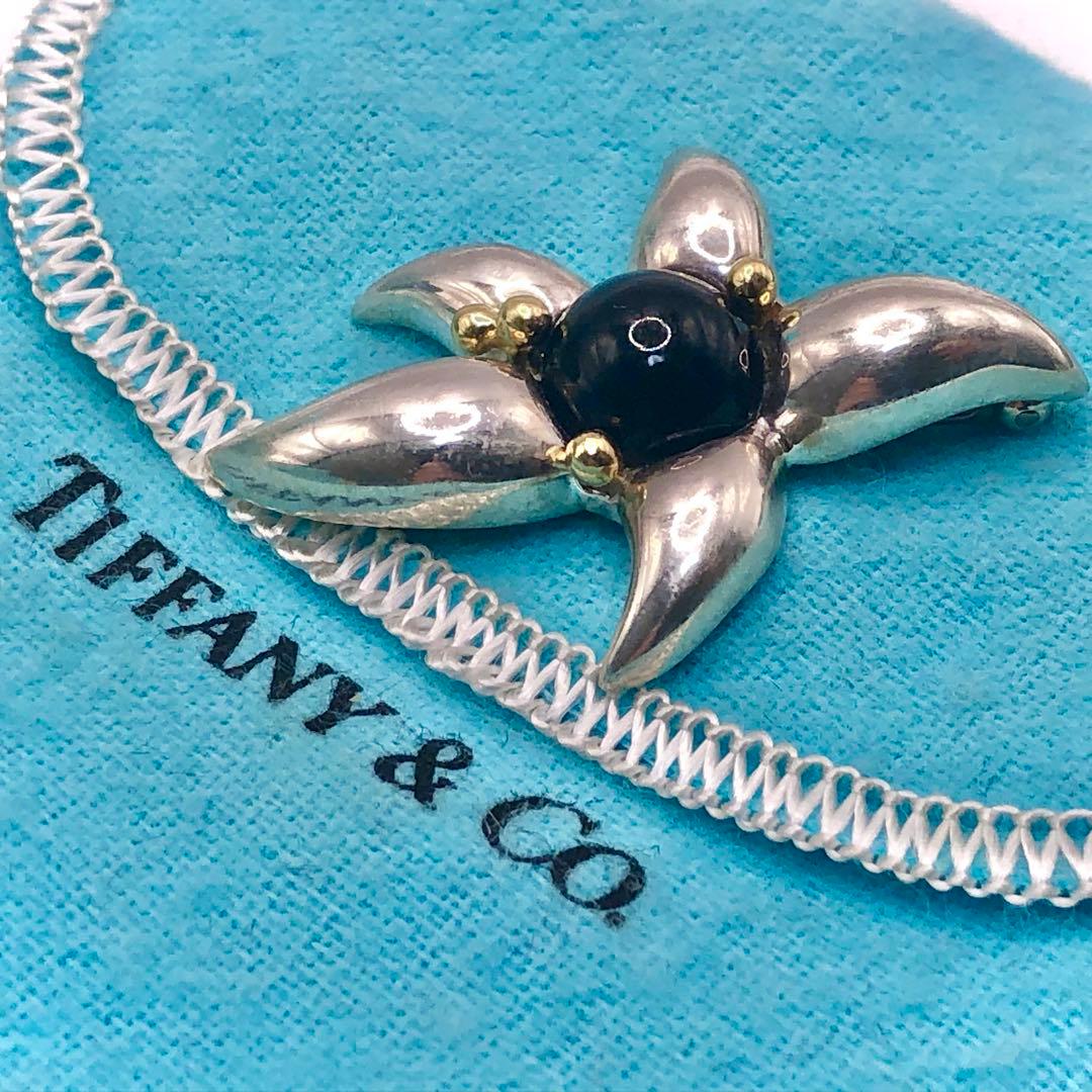 希少 ティファニー ファイヤーワークス ブローチ 925×750 オニキス 美品