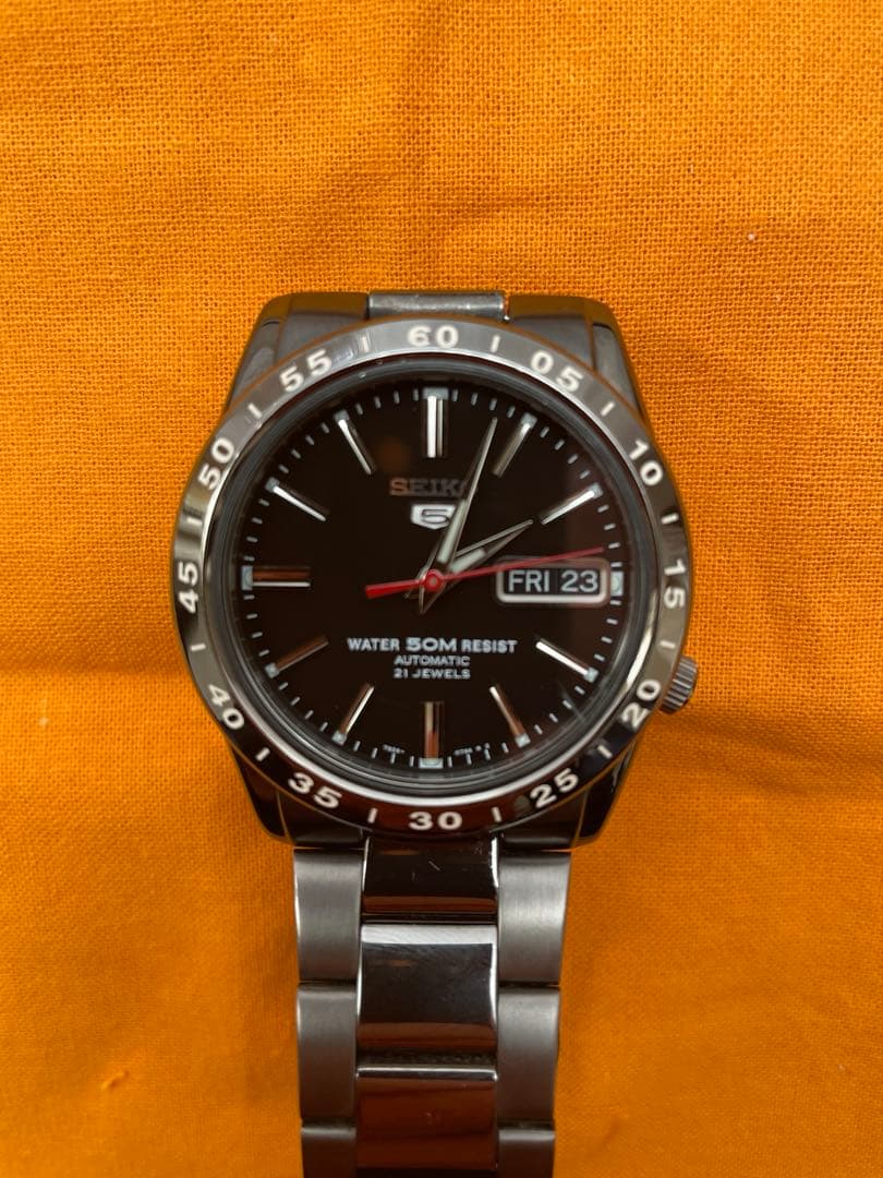 SEIKO5 セイコー５　腕時計　メンズ　自動巻 ブラック 裏スケ　黒い稲妻