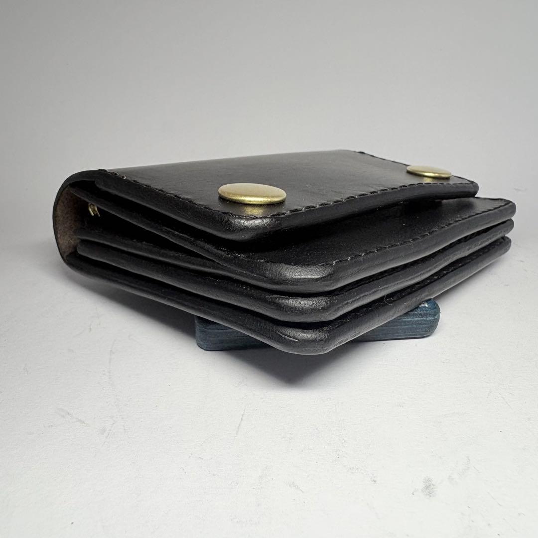 【本革】トラッカーウォレット　ショート　姫路レザー　ブラック　二つ折り財布