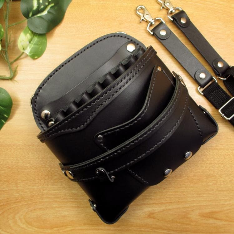 専用　オールブラック　８丁差し　本革シザーケース　SCA-147/CKA